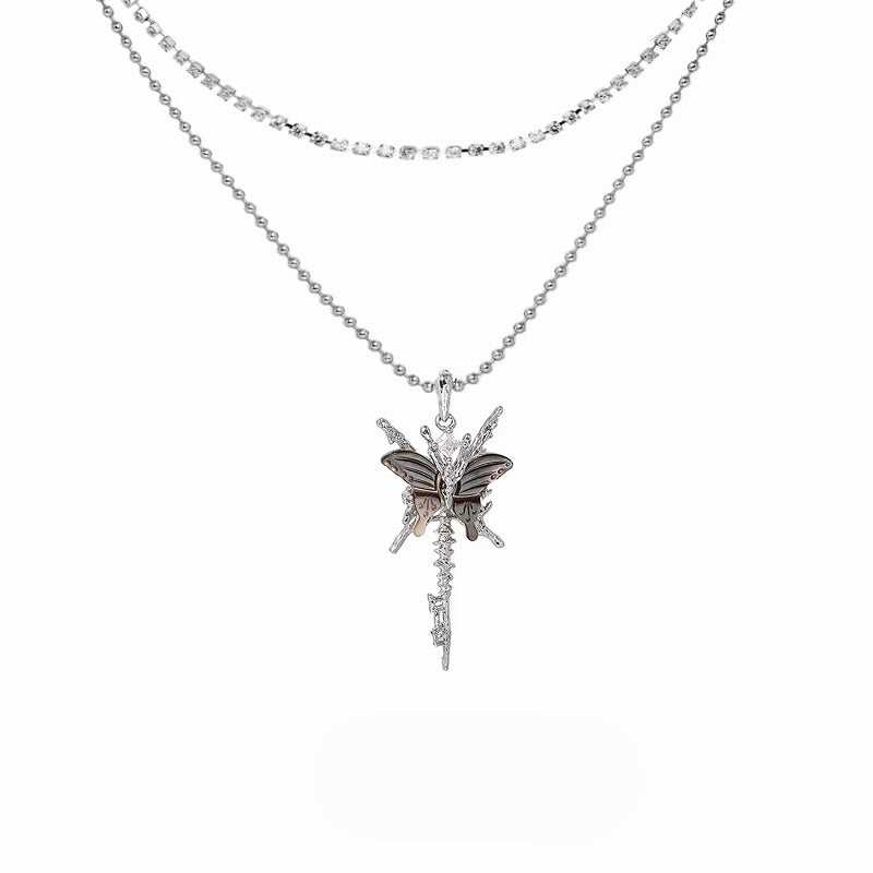 Butterfly Skeleton Layer Necklace