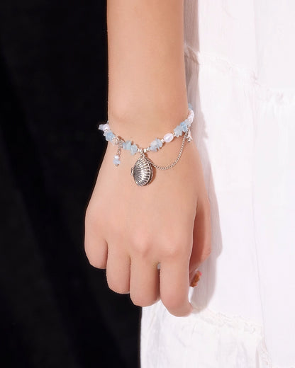 Blue Shell Tassel Bracelet