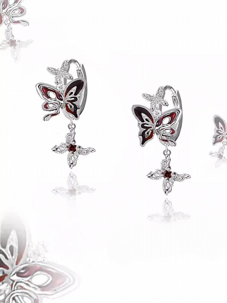 Butterfly Dance Red Earrings