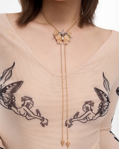 Arrow Feather Tassel Necklace