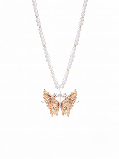 Arrow Feather Pearl Necklace