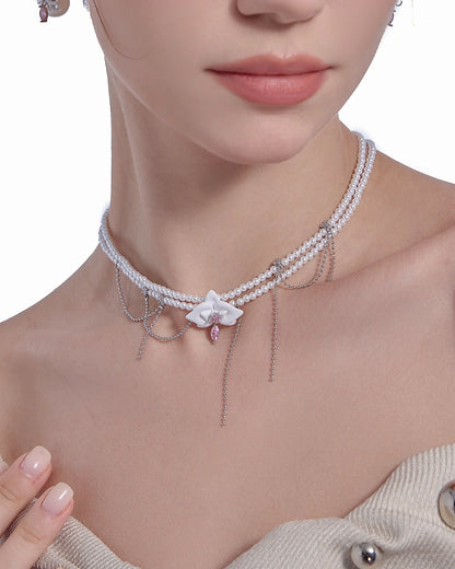 Secret Garden Flower Pearl Choker