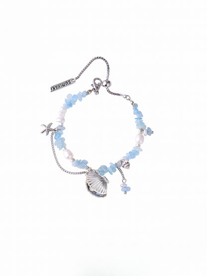 Blue Shell Tassel Bracelet