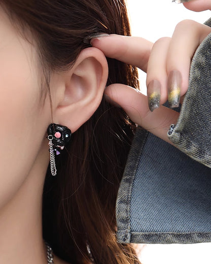 Black Puppy Tassel Earrings