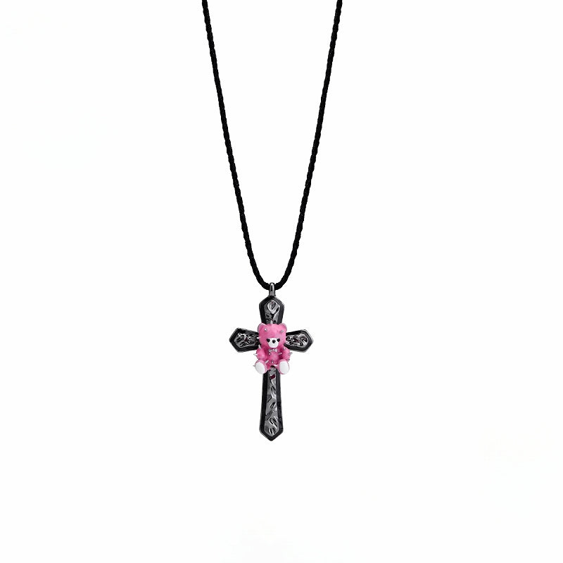 Bear Cross Rivet Necklace