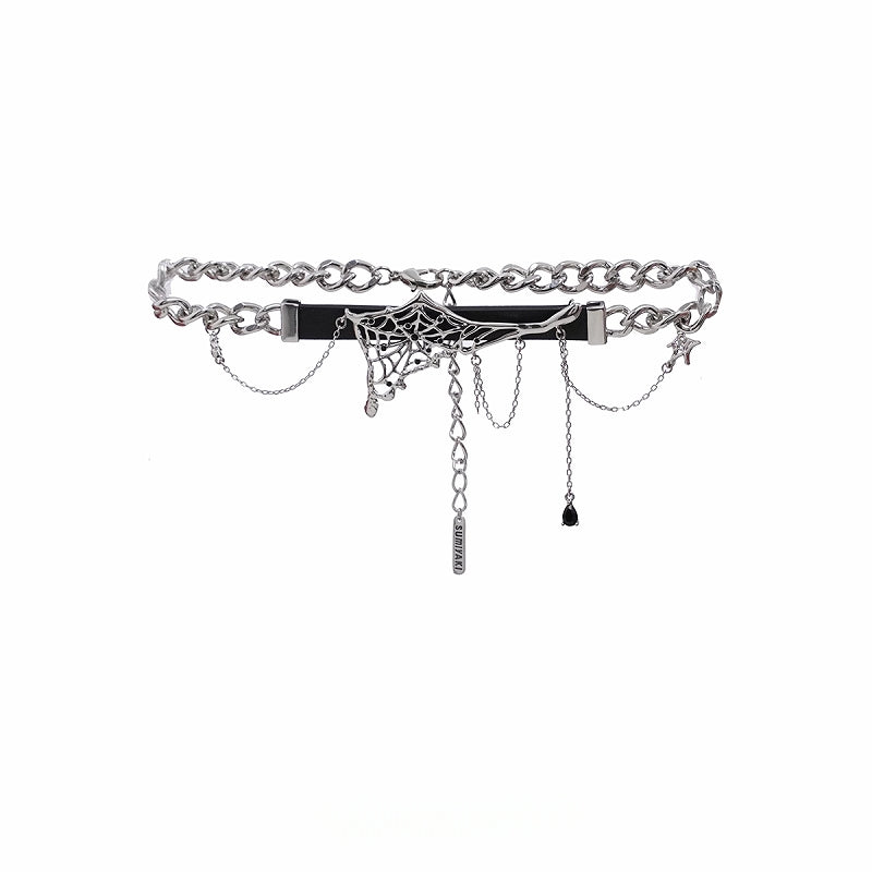 Leather Spider Web Choker