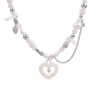 Cream Heart Love Pearl Necklace