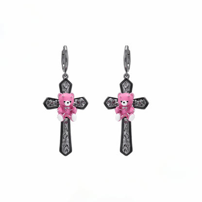 Bear Cross Rivet Earrings