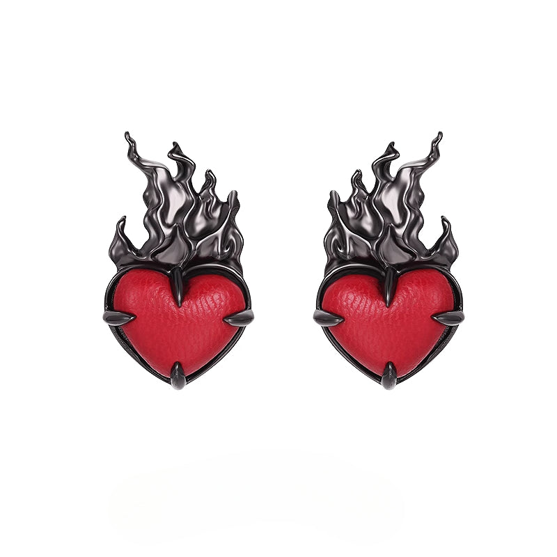 Flame Song Heart Earrings