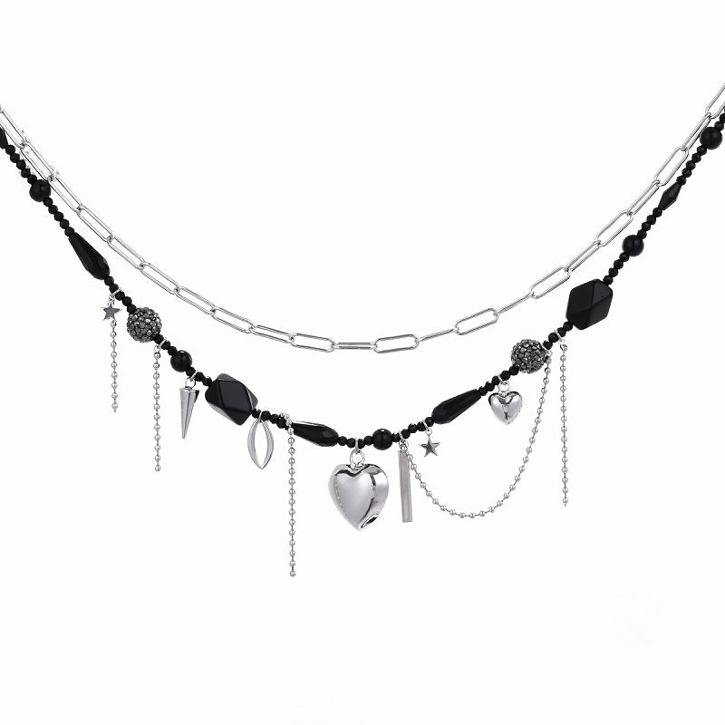 Black Heart Layer Necklace