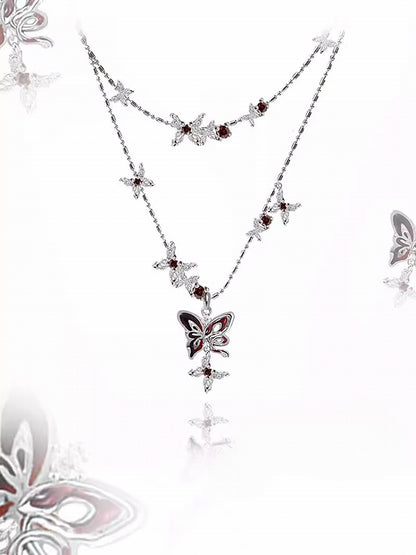 Butterfly Dance Red Layer Necklace