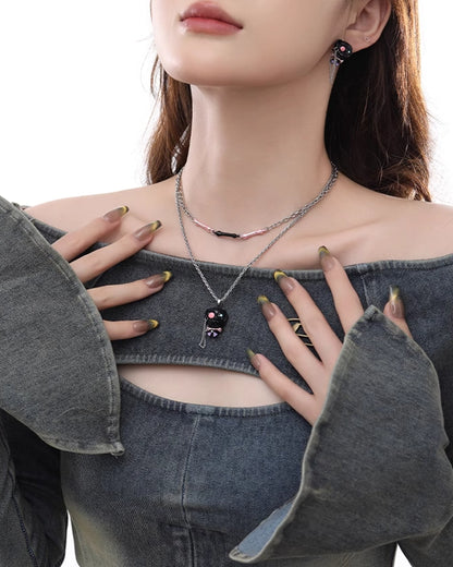 Black Puppy Layer Necklace