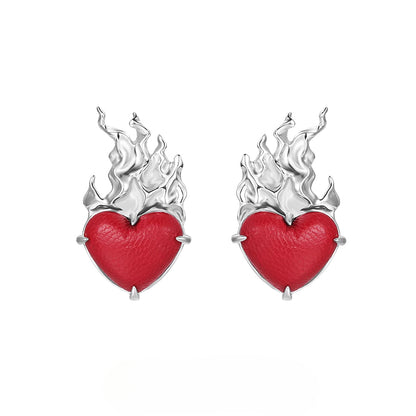 Flame Song Heart Earrings