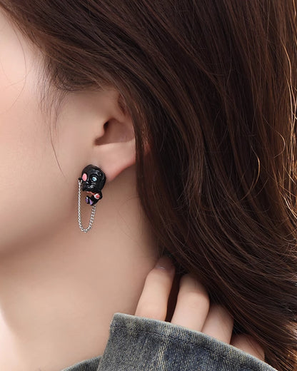 Black Puppy Tassel Earrings