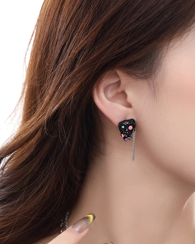 Black Puppy Tassel Earrings