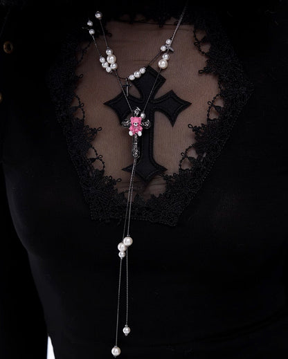 Bear Cross Rivet Necklace