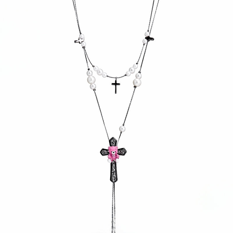 Bear Cross Rivet Necklace