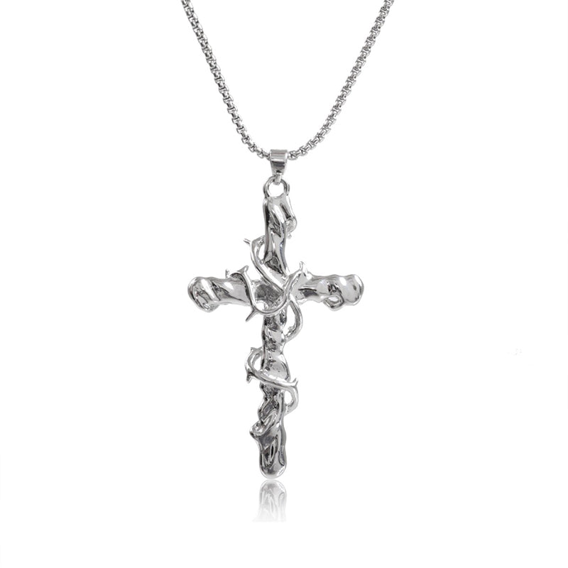 Thorn Cross Rattan Winding Necklace