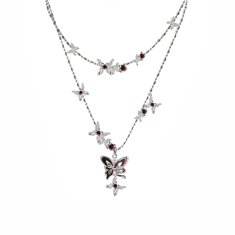 Butterfly Dance Red Layer Necklace