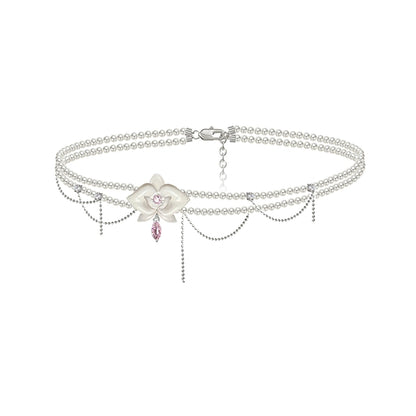 Secret Garden Flower Pearl Choker