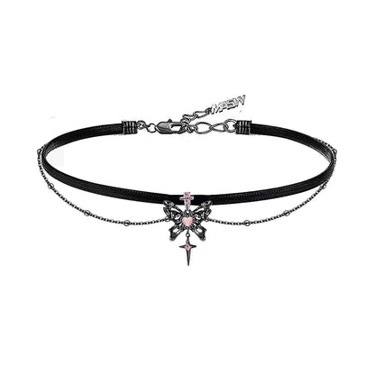 Black & Pink Butterfly Choker