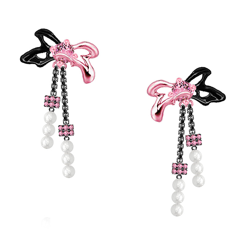 Black & Pink Butterfly Earrings02