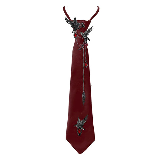 Thorn Red Rose Crow Tie