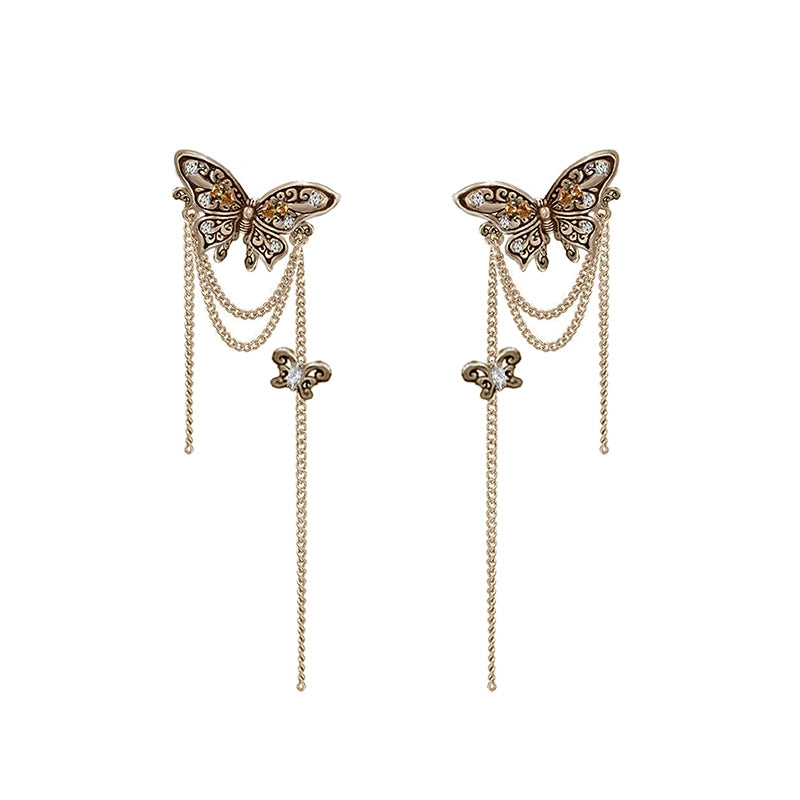 Nostalgia Butterfly Tassel Earrings