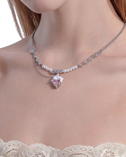 Secret Garden Pink Rabbit Necklace