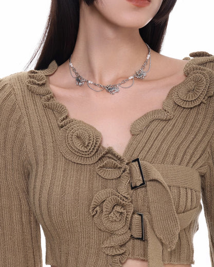 Rose Heart Tassel Necklace