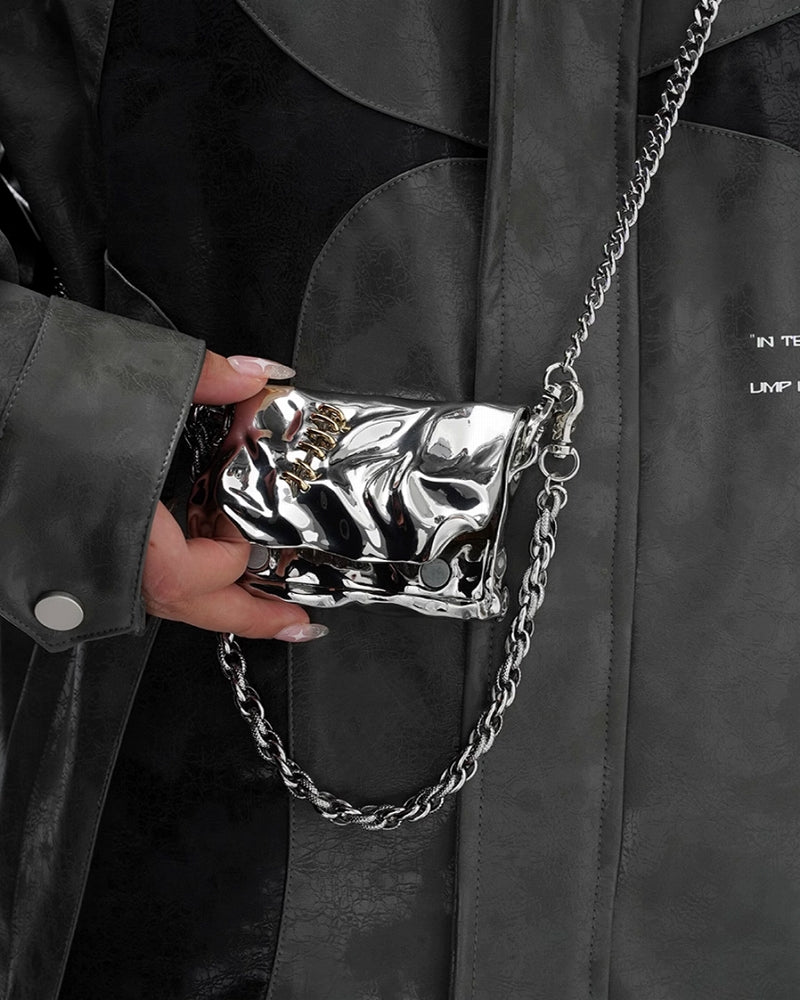 Liquid Metal Pleated Mini Lipstick Bag