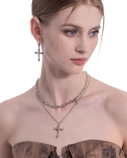 Basic Cross Double Layer Necklace