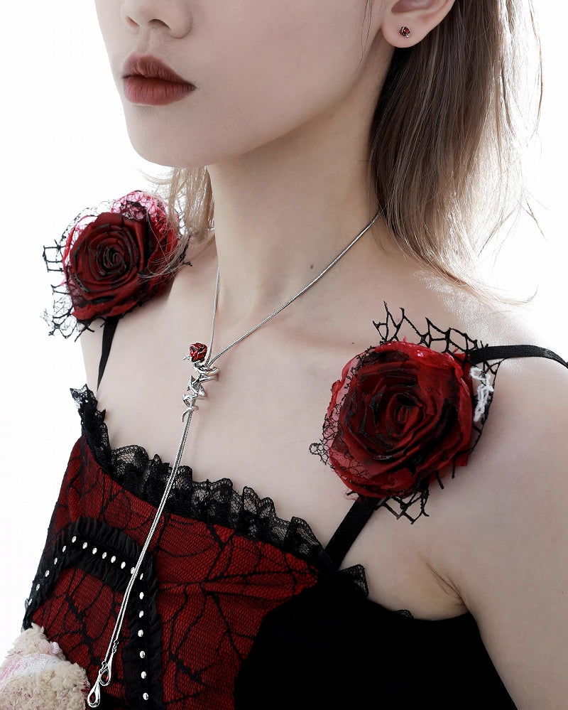 Forbidden Rose Red Tassel Necklace