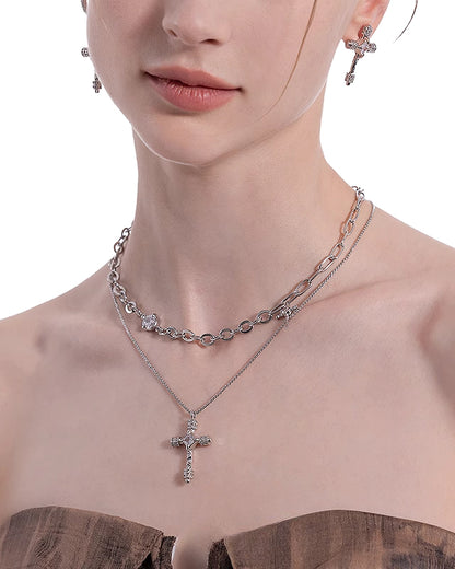 Basic Cross Double Layer Necklace
