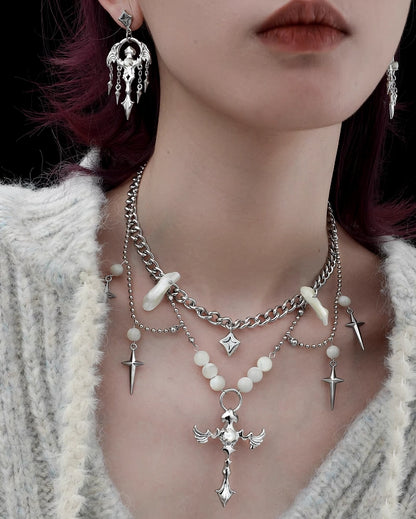 Silver Wings Layer Necklace