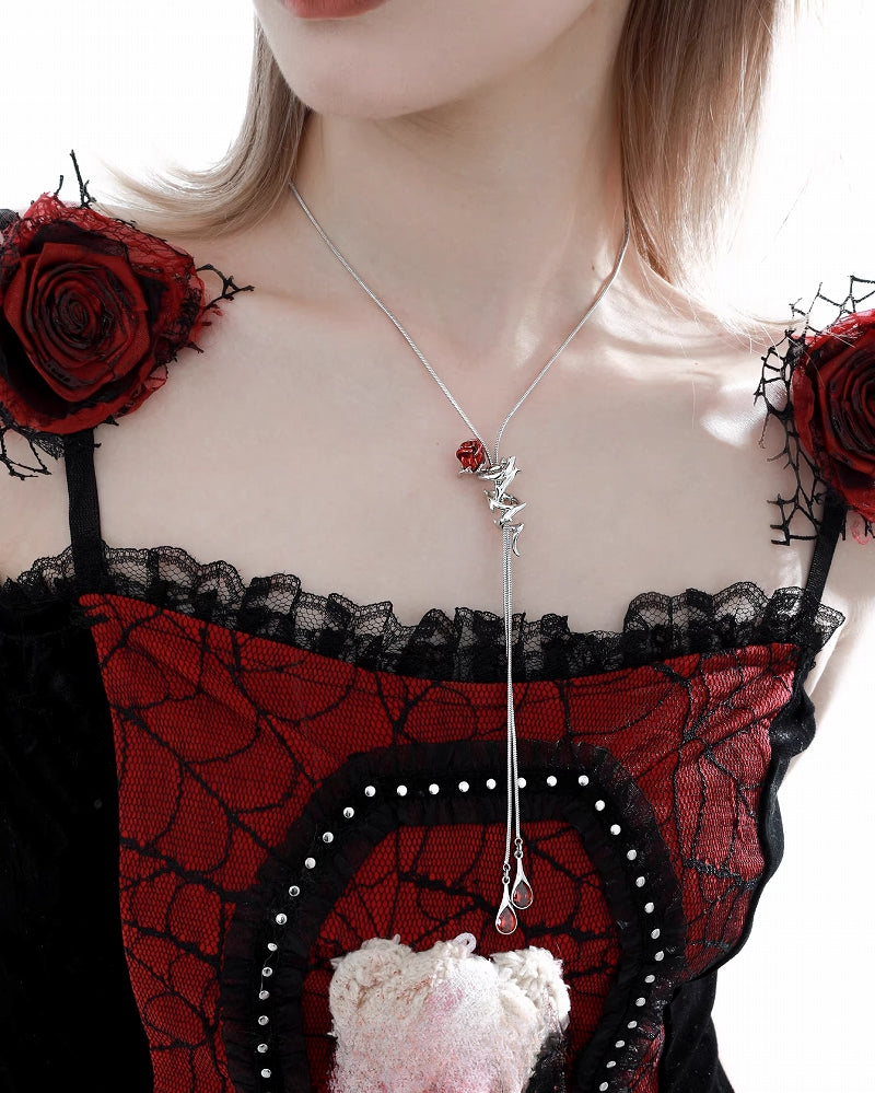 Forbidden Rose Red Tassel Necklace