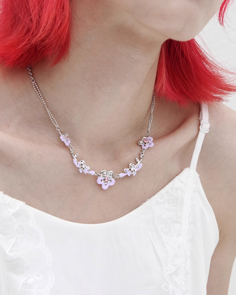 Summer Night Murmurs Purple Flower Necklace