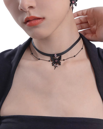 Black & Pink Butterfly Choker