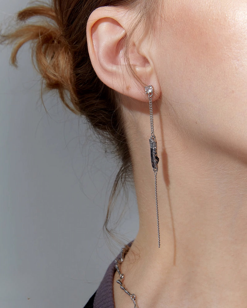 Black Asymmetric Tassel Earrings