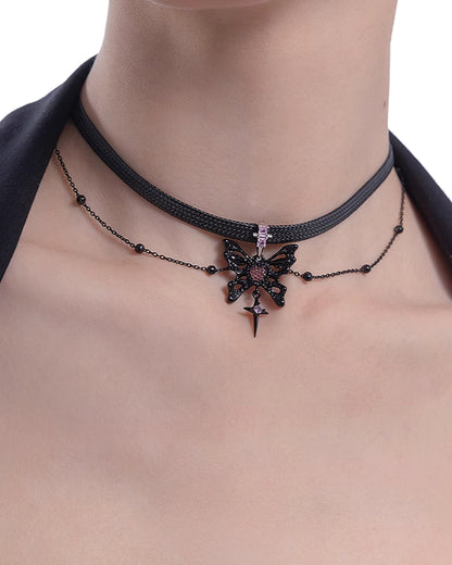 Black & Pink Butterfly Choker