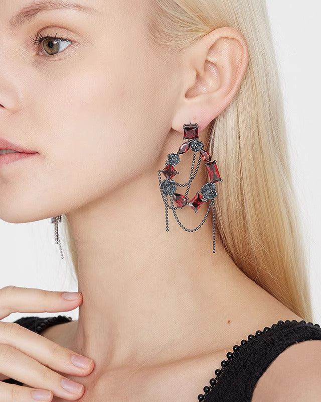 Secret Garden Rose Garland Tassel Earrings
