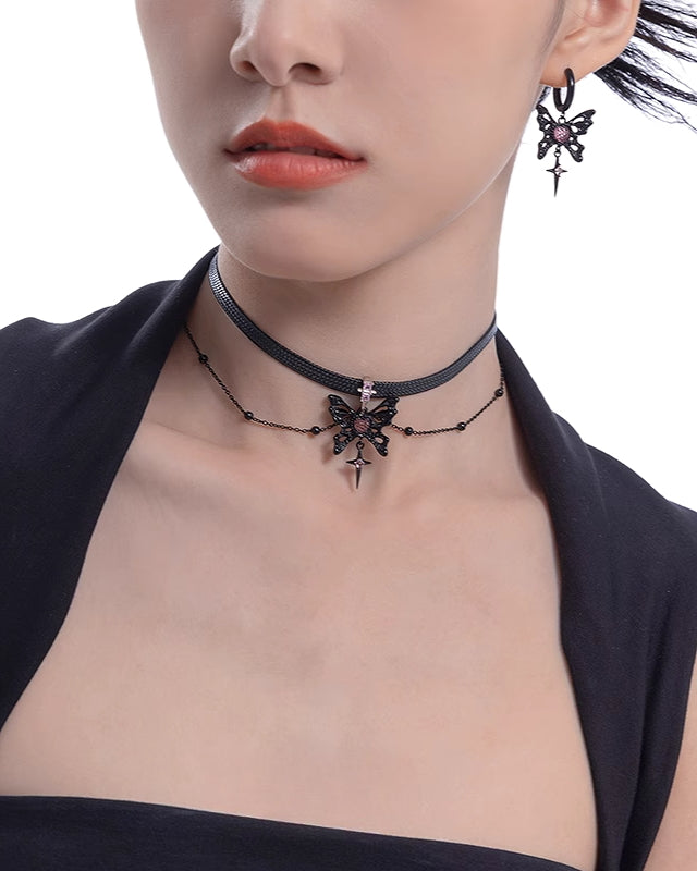 Black & Pink Butterfly Choker