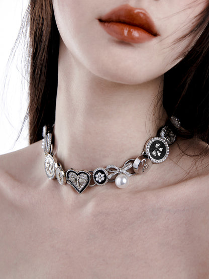 Black&Silver Button Necklace